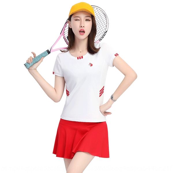 

bl2lt 2020 new wool ball badminton tennis skirt women's suit round neck short sleeve sportswear summer badminton suit pants skirt two-p, Black;red