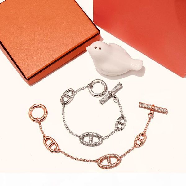 

a fashion jewelry women h bracelets with crystal porcine snout love bracelet three colors fashion charm bracelets femle jewelry, Black