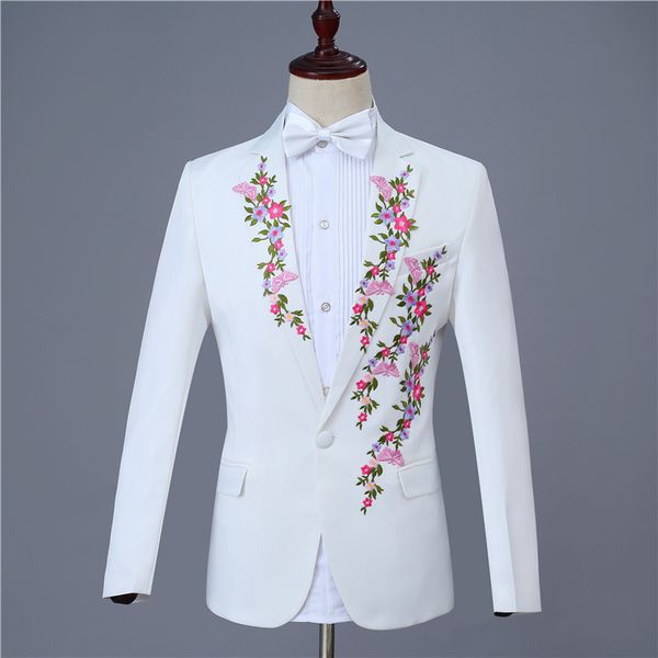 

2020 new men's personality embroidery konishi slim fit stage performance costume singer chorus dress fashion suit size s-4xl, White;black