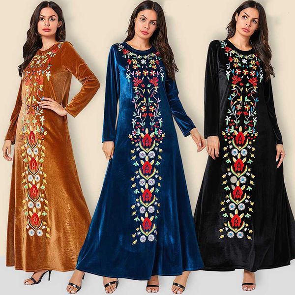 

vestidos plus size winter long maxi embroidery velvet dress women ladies dresses sukienki vestido longo robe longue femme elbise