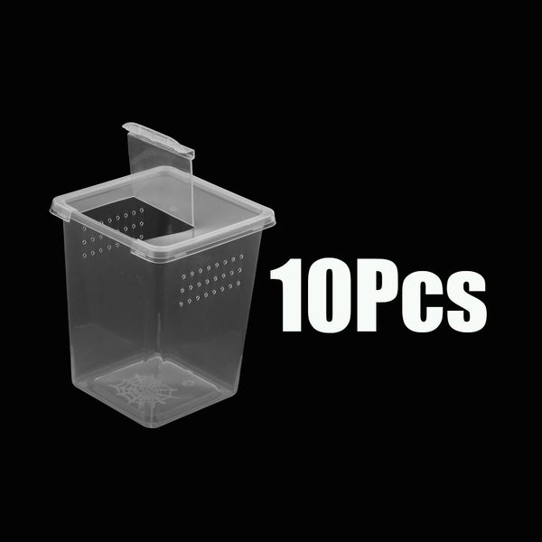 

10x clear plastic insect habitat feeding box case container tank 8x8x11cm