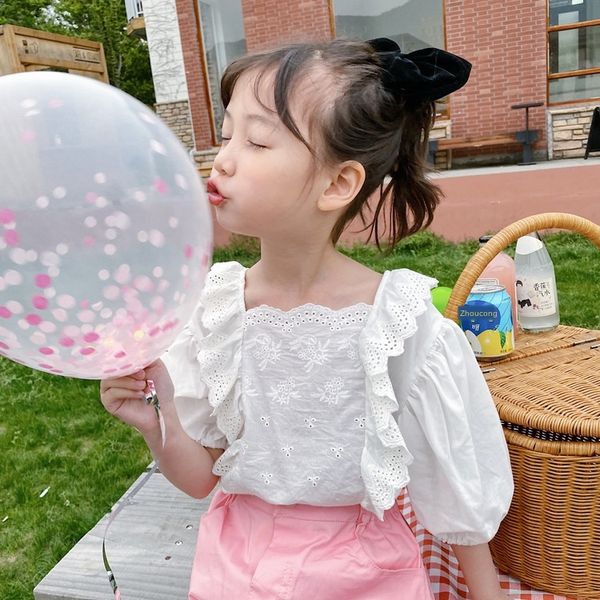 

tckids 2020s 4/24 doll lace shirt summer online celebrity three-color cute cute lace doll shirt, White;black