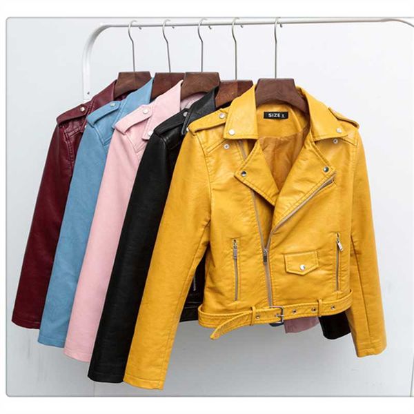 

women's leather & faux personality short jacket women 2021 spring autumn fashion pu patent locomotive tide 106, Black