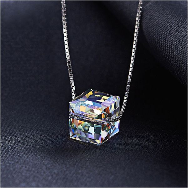 

malanda crystals from square beads pendants necklaces for women fashion chain necklaces wedding party jewelry, Silver