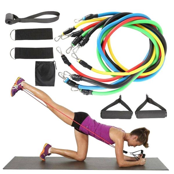 

11pcs fitness exercises resistance latex bands tubes pull rope elastic excerciser body training workout yoga rubber loop tube