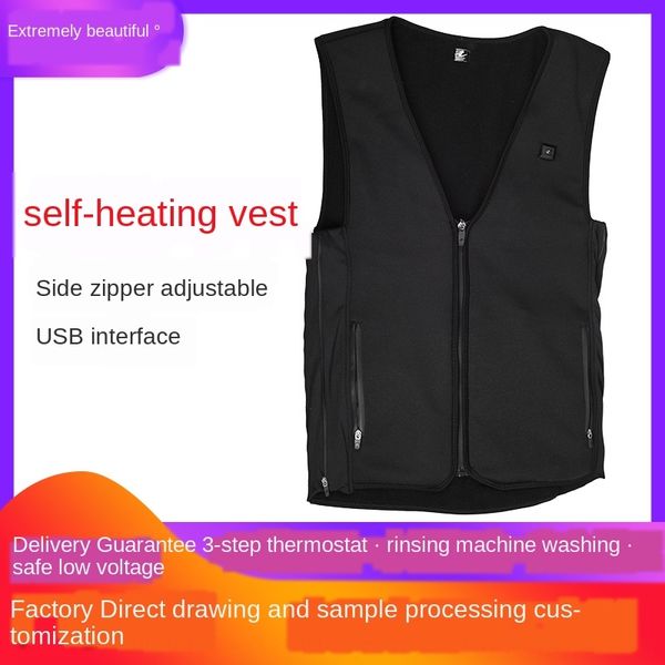 

intelligent temperature control charging usb winter vest electric heating heating vest, Black;brown