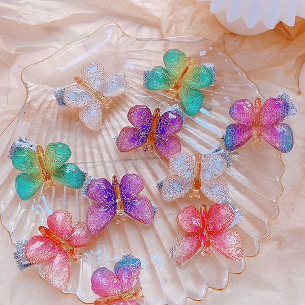

2pcs/set girls colorful butterfly cartoon hairpin children fashion hair clips crystal barrettes princess hair, Slivery;white