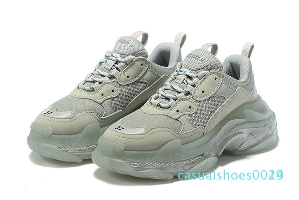 

2019 new luxury paris triple s 3.0 crystal bottoms vintage height platform sneakers fashion mens women red golden grey designer casual c14, Black