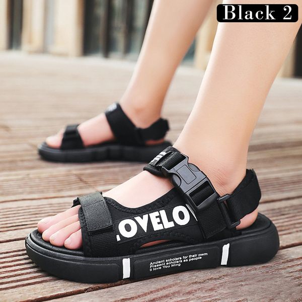 

men sandals anti-slip breathable open toe casual for summer beach outdoor k2, Black