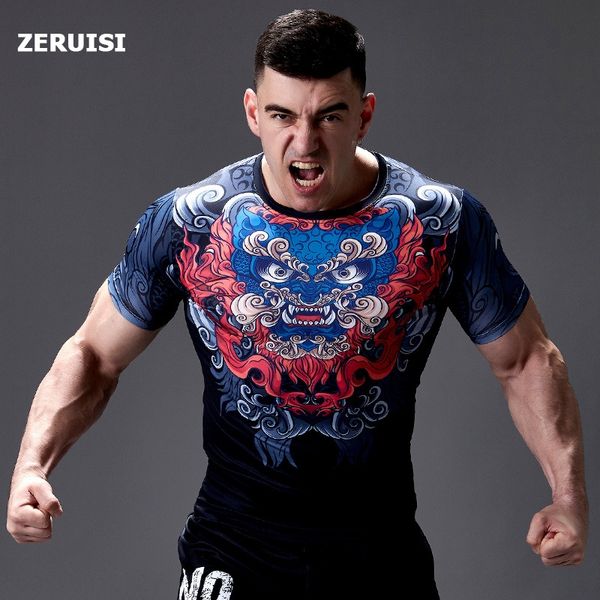 

new slim fit short-sleeved men 's sport t-shirt round neck gym clothes printed running t-shirt quick-drying, Black