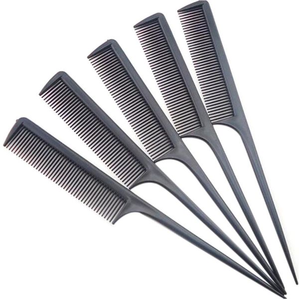 

1pc/10pcs portable random color hair comb salon brush styling hairdressing tail plastic comb set with thin and long handle, Silver