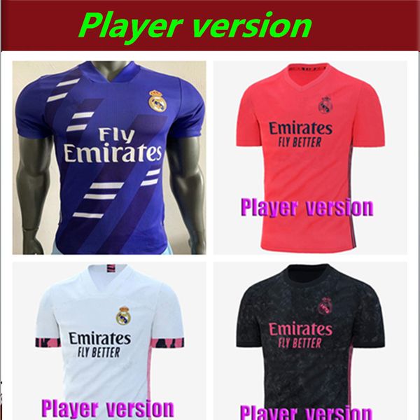 

player version 20 21 real hazard soccer jersey 2020 2021 real madrid jerseys benzema sergio ramos kroos 19 20 football jerseys, Black;yellow