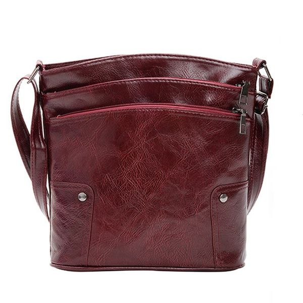 

women handle satchel fashion shoulder oil leather handbags bucket bag f42a, Black