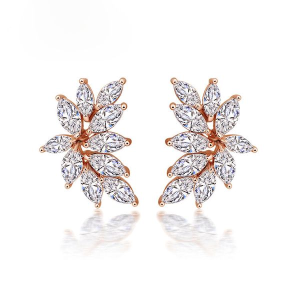 

slbridal prong setting grade rose gold and silver color marquise cubic zirconia earrings girl fashion daily cz earring women