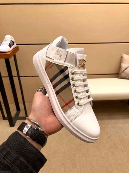 

2020 new bu luxury designer vintage plaid men's sneakers men's trendy casual shoes genuine leather