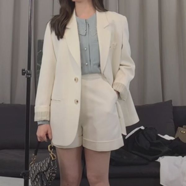 

anna3.24 new product ideal scotland ~ light british style plaid pants suit shorts pants set + shorts suit two-piece set, White;black