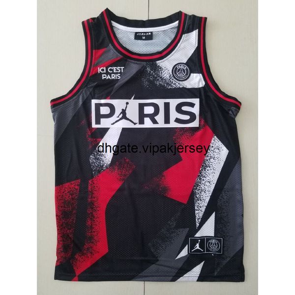 

jersey large paris 23 black stitched jerseys basketball sports vest mens vest stitched basketball jerseys, Red