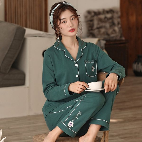 

пижамы dluqa женской весна и одежда для обустройства дома одежды осенью нового хлопка плотного матч кардигана отворота потерять комфортные д, Blue;red