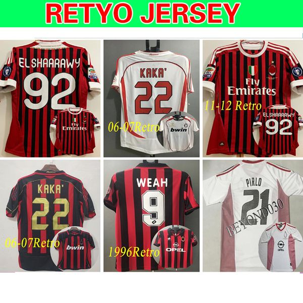 

long sleeve 93 94 retro shirts home 96 97 gullit soccer jersey 02 03 maldini baggio van basten football ronaldo kaka inzaghi 06 07 ac milan, Black;yellow