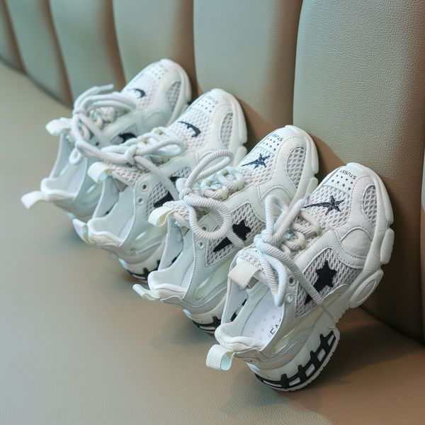 

8esnd boys' 2020 new children's breathable mesh hollowed-out mesh female sports cloth sports shoes middle and big children's, Black