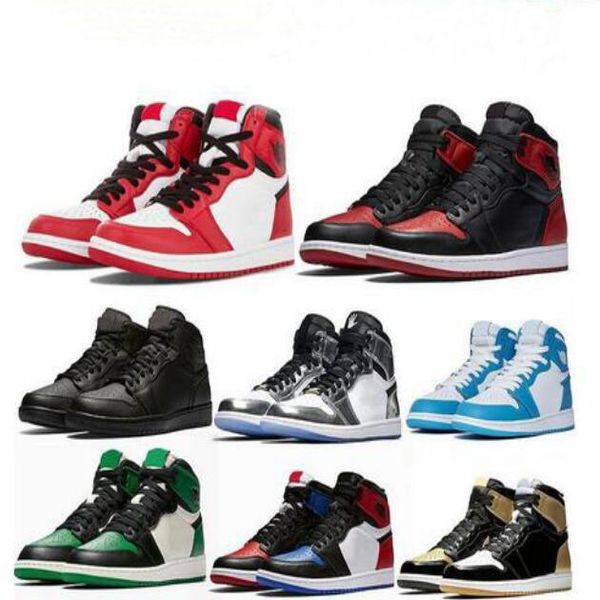 

1 jumpman high low fearless obsidian mens basketball shoes spiderman unc 1s chicago banned bred toe black men sports us13
