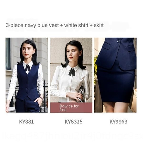 

suit professional vest women's bank  three-piece suit women's four seasons vest vest, Black;white