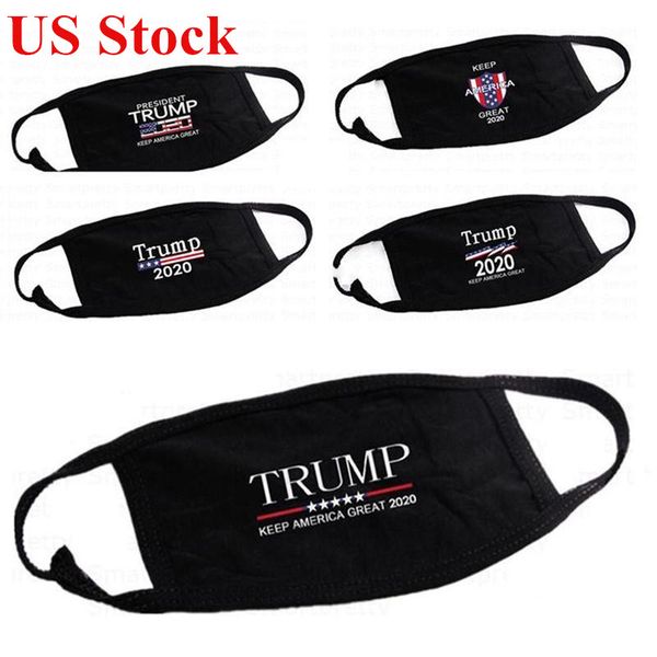 

us stock trump cotton face masks black cycling anti-dust woman men designer masks printed black washable face mask 5 styles