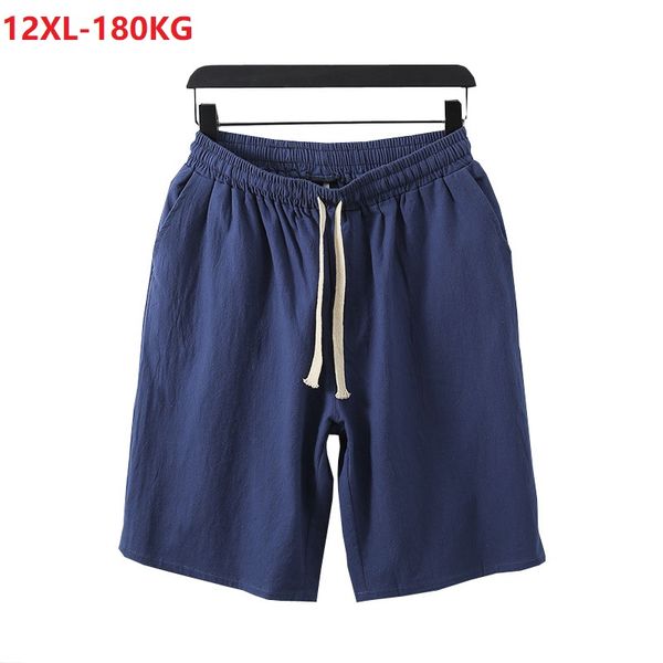 

summer linen shorts japan style men plus size 8xl 9xl 10xl 11xl 12xl shorts oversize vintage loose navy blue black 70, White;black