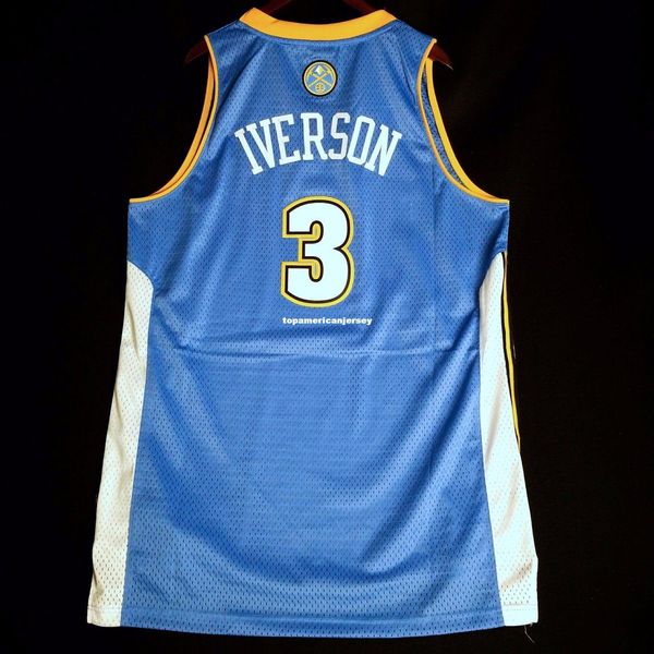 

100% stitched allen iverson #3 sewn blue jersey stitched mens vest size xs-6xl stitched basketball jerseys ncaa, Gray