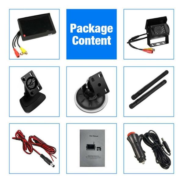 

wireless 5" monitor reversing camera rear view kit 12v 24v truck,caravan boat car reversing clear camera universal car dvr