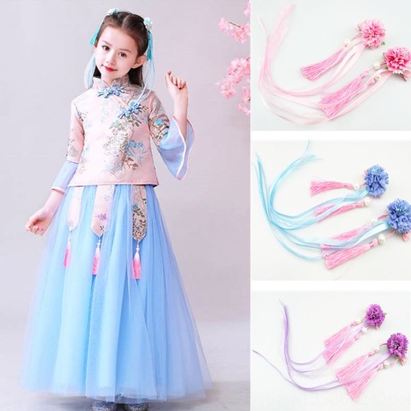 

fow41 han clothing hairpin children tassel chinese style han clothing accessories ribbon costume ancient super fairy ancient costume ribbon, Slivery;white