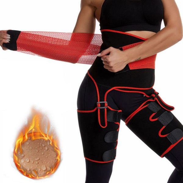 

waist support adjustable bandage sweat body shapers one-piece hip belt arm buttocks trainer slimming shaper, Black;gray