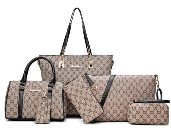 

designer women's bag 2020 new fashion pu cross-body bags large capacity six-piece shoulder bag