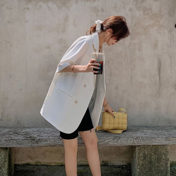 

white small suit korean style summer thin british style casual temperament jacket jacket suit top, White;black