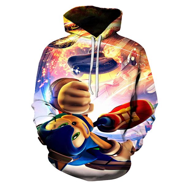 

newsuper sonic 3d thin hoodiesmen women sweatshirt coat long sleeve pullover cartoon sweatshirt tracksuit hooded/family clothing, Black