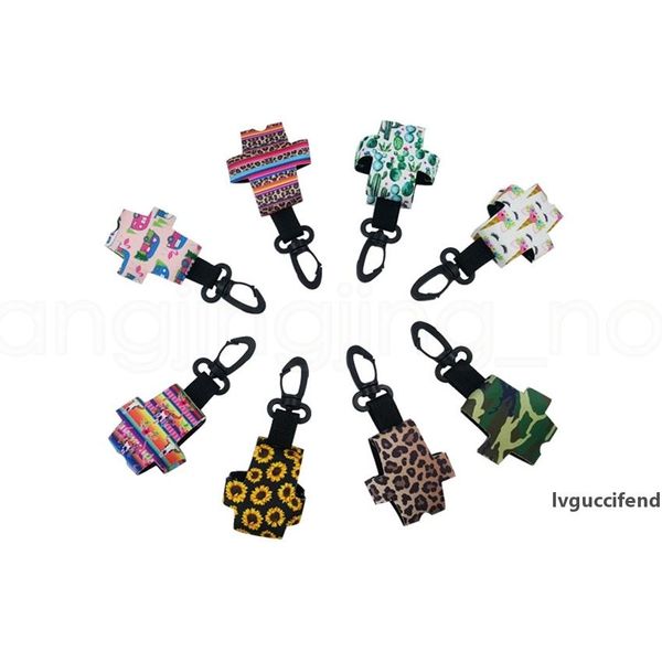 

neoprene bottle cover print sleeve with clip-on keychains mini bottle cover holder keyrings for 30ml hand sanitizer party favor ffa3984-1