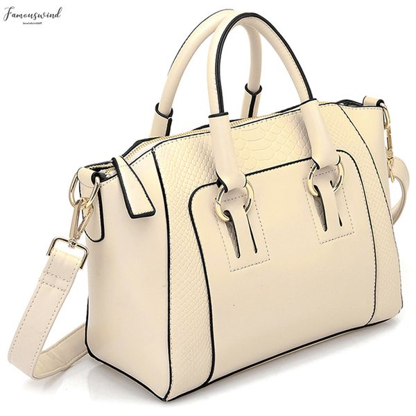 

fashion womens shoulder bag in imitation leather satchel cross body tote bag beige
