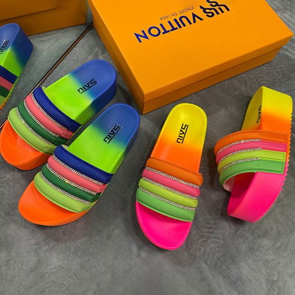 

lady тапочки радуга rhinestone алмазный слайды женщины пляж сандал крытый открытый слайды тапочки для женщин, Black