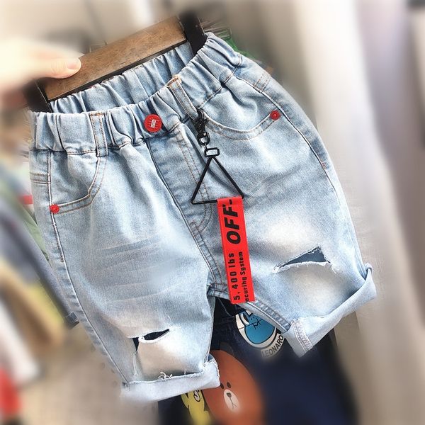 

boys shorts summer ankle-length crawler jeans children's jeans thin cropped capri pants pants children's summer 2020 new, Blue