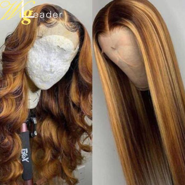 

Wigleader Remy Human Hair 13x6 Deep Parting Wavy Lace Front Wigs Preplucked 150% Lace Frontal Wigs Straight Lace Wigs, Ombre color
