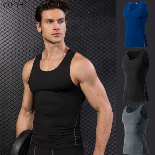 

running jerseys woyyho men's t-shirts,quick dry sport vest,breathable gym shirt fitness tank workout sleeveless jersey, Black;blue