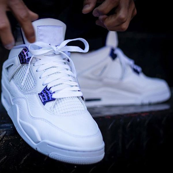 

jumpman 4 retro metallic purple ct8527 115 with white metallic silver court purp chaussures pour hommes shoes schoenen, White;red