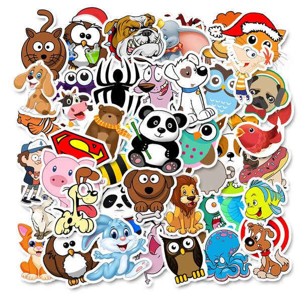 

50pcs / lot оптовая мультфильм симпатичные vsco животных kawaii наклейки водонепроницаемый наклейки для детей игрушки бутылка для ноутбуков