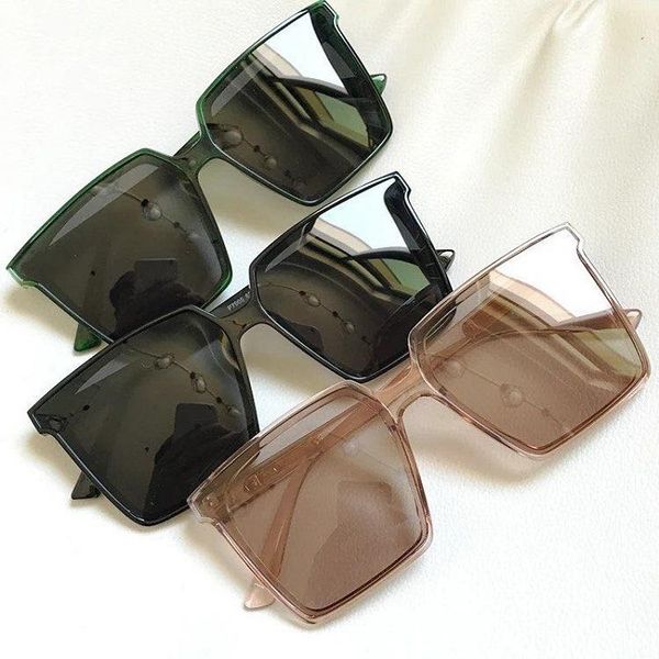

new oversized black frame square sunglasses woman retro long round face thin beach sunglasses, White;black