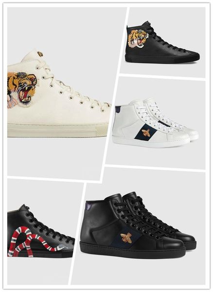 

shoes ace embroidery white tiger bee snake shoes leather sports shoes men and women casual sneakers 35-46, Black
