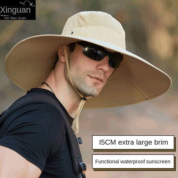 

9020 enlarged brim male fisherman waterproof bucket bucket outdoor sun sun-proof mountaineering hat mountaineering hat, Blue;gray