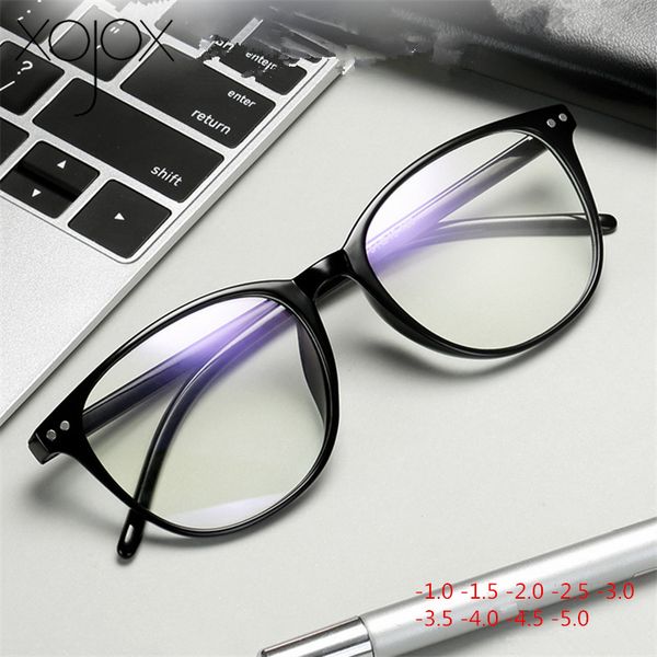

xojox vintage round myopia glasses frame women blue film optical spectacles frames finished nearsighted goggles diopter -1.0-6.0, Black