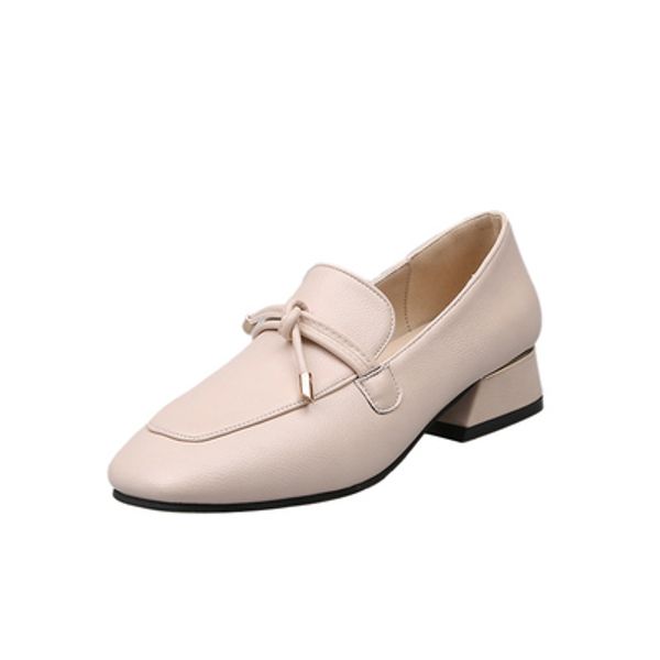 

2020 spring and autumn new square toe thick heel casual all-match large size belt heel single shoes women, Black