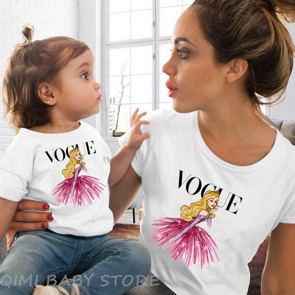 

2020 summer style punk vogue princess printed t shirt fashion mom daughter clothes funny family look short sleeve tee shirt, Blue