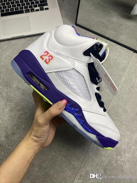 

air authentic 5 alternate bel-air basketball shoes 5s white retro sneakers court purple-racer pink-ghost green men sports shoes